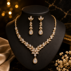 Leaf Charm Necklace & Earring Set